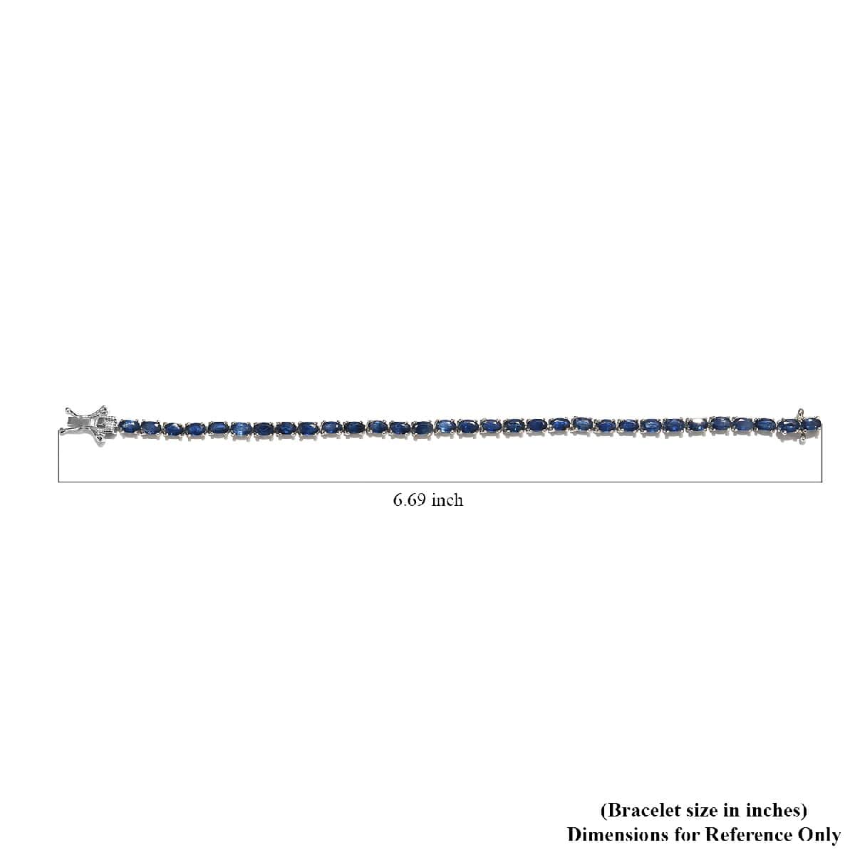 Kanchanaburi Blue Sapphire Tennis Bracelet in Platinum Over Sterling Silver (6.50 In) 7.30 Grams 8.65 ctw image number 4