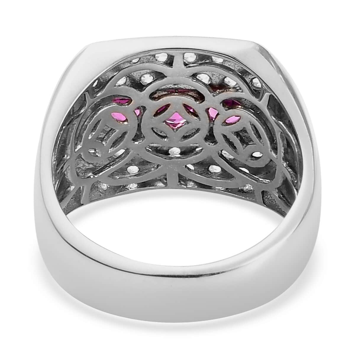 Purple Garnet and Zircon Men's Ring in Platinum Over Sterling Silver (Size 11.0) 2.65 ctw image number 4