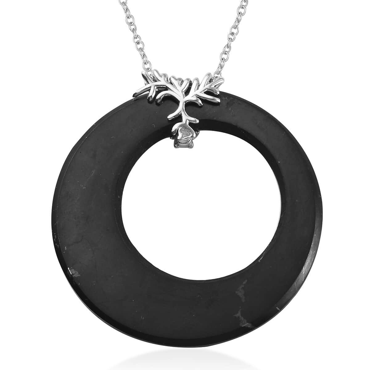 Black Jade (D) Pendant Necklace 20 Inches in Platinum Over Sterling Silver 25.80 ctw image number 0