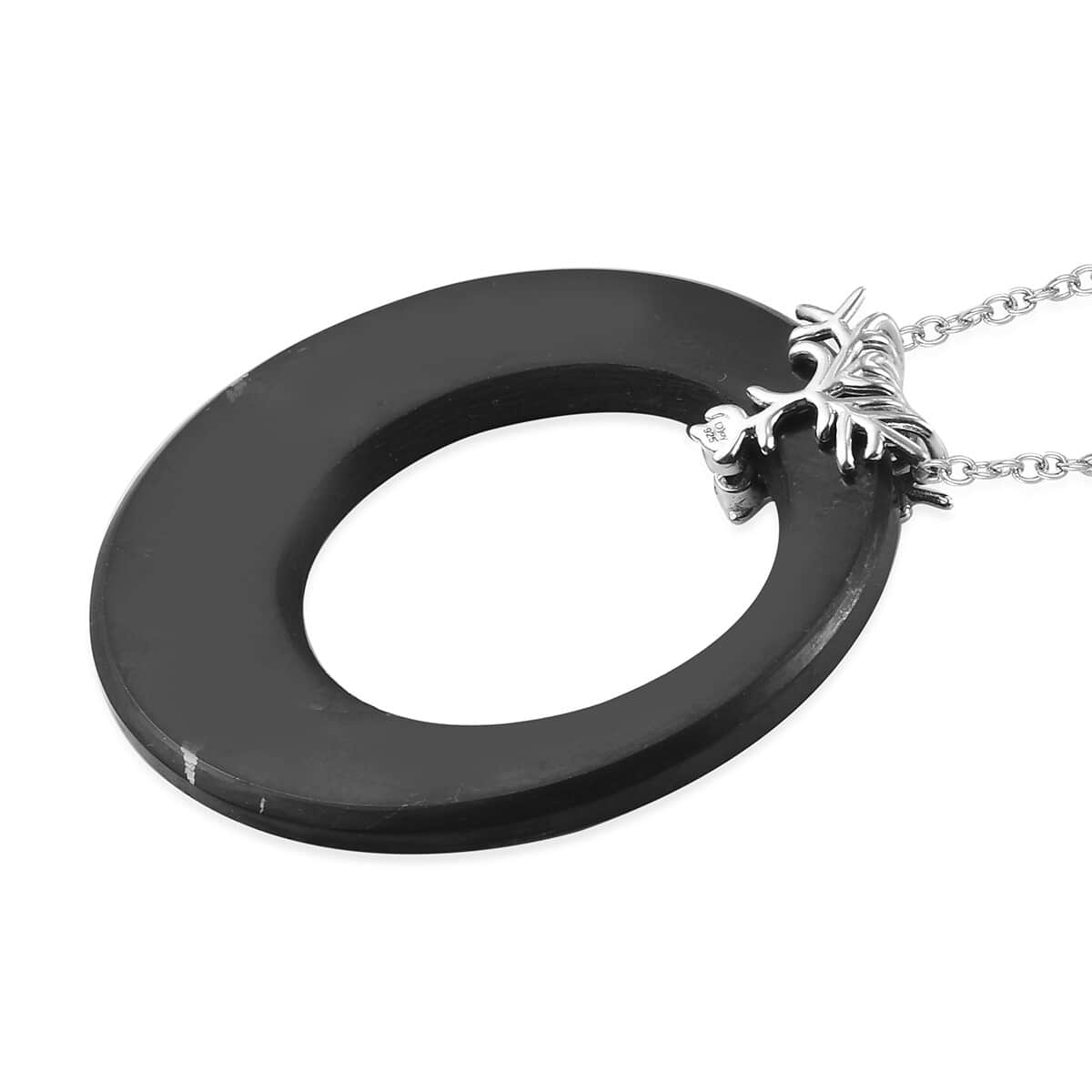 Black Jade (D) Pendant Necklace 20 Inches in Platinum Over Sterling Silver 25.80 ctw image number 2