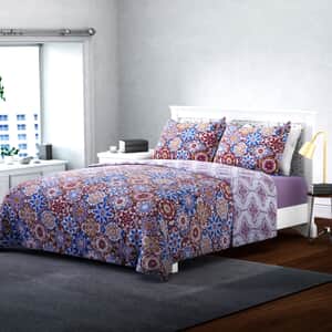 Homesmart Multicolor Printed Microfiber Quilt (King) and Set of 2 Shams, Quilt Set, Comforter Set, Bed Comforters