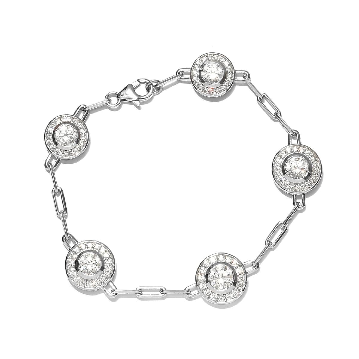 LUSTRO STELLA Made with Finest CZ Paper Clip Link Bracelet in Platinum Over Sterling Silver (7.25 In) 9.80 Grams 11.10 ctw image number 0