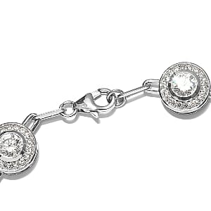 Lustro Stella Made with Finest CZ Paper Clip Link Bracelet in Platinum Over Sterling Silver (7.25 In) 11.10 ctw