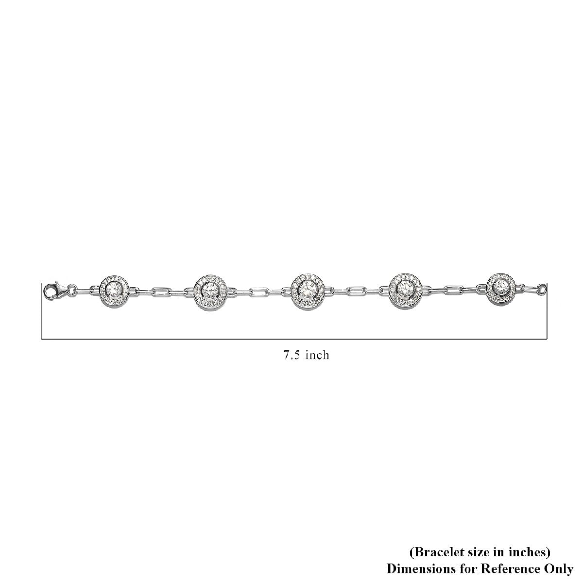 Lustro Stella Made with Finest CZ Paper Clip Link Bracelet in Platinum Over Sterling Silver (7.25 In) 11.10 ctw