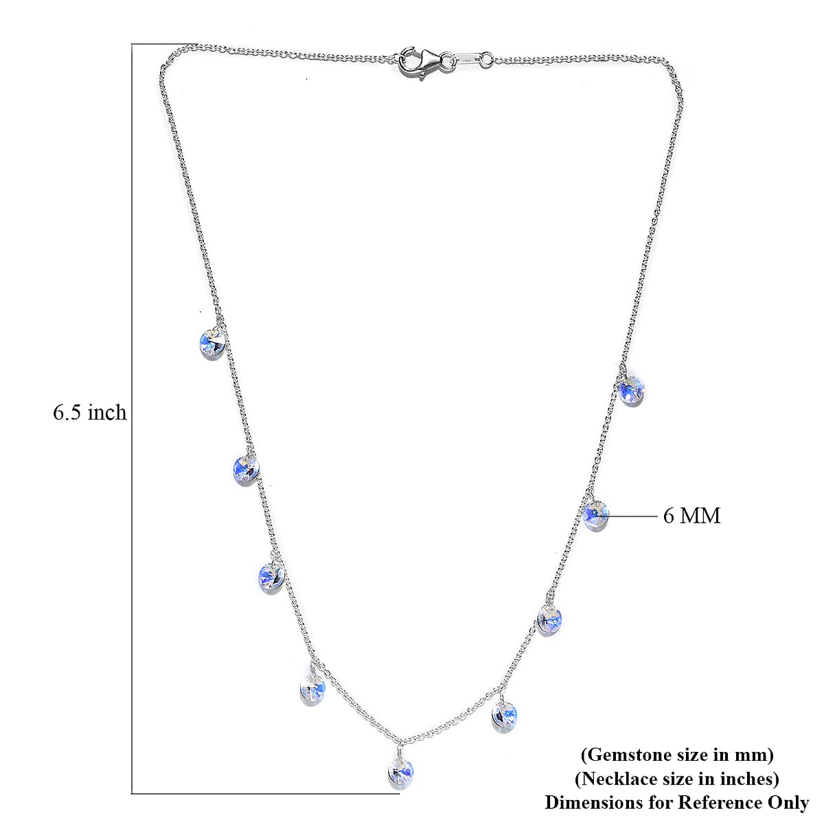 Aurora Borealis Crystal Station Necklace 18 Inches in Sterling Silver image number 3