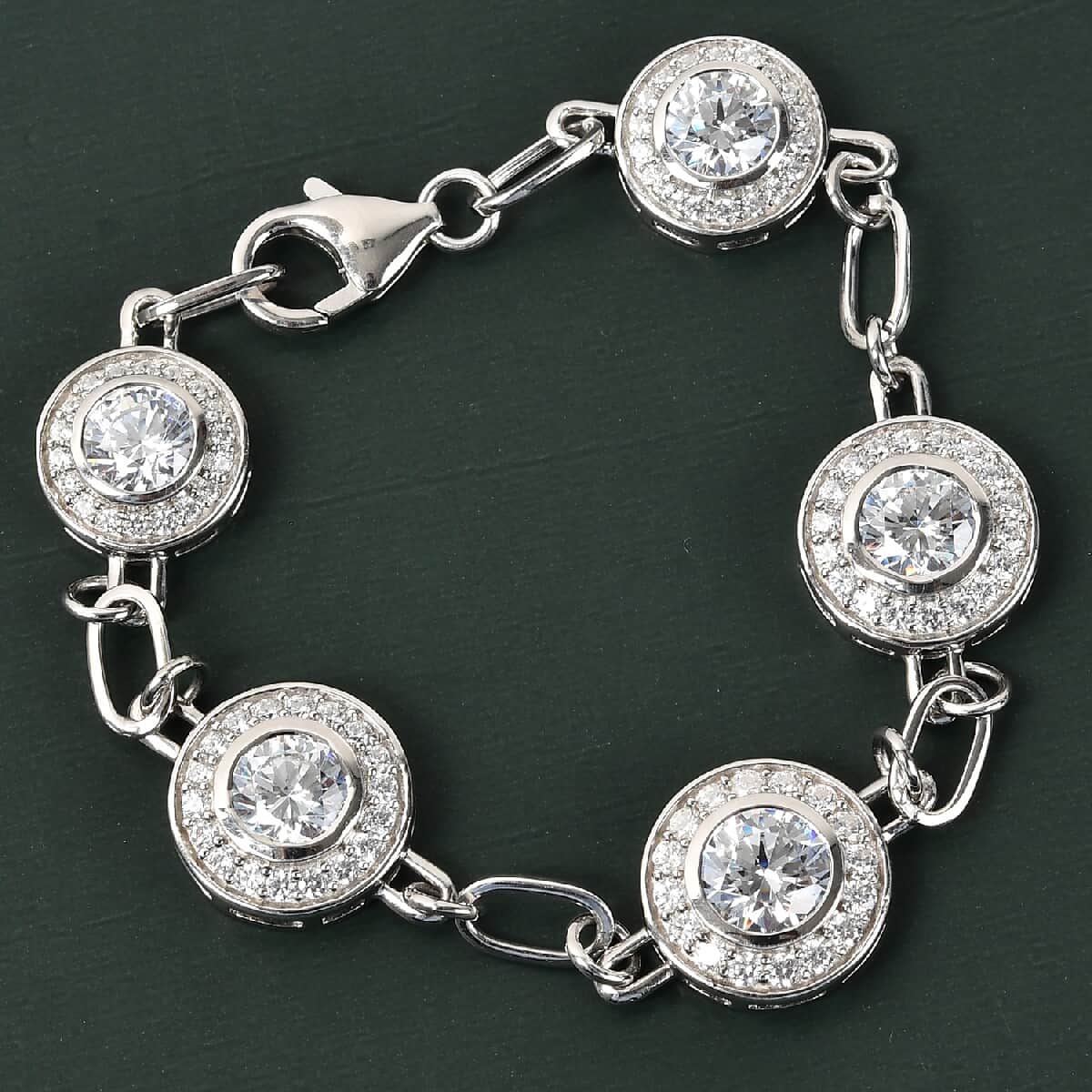 Lustro Stella Made with Finest CZ Paper Clip Link Bracelet in Platinum Over Sterling Silver (6.50 In) 11.10 ctw image number 1