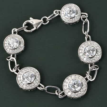 Platinum plated openable twisted link chain bracelet in cz 