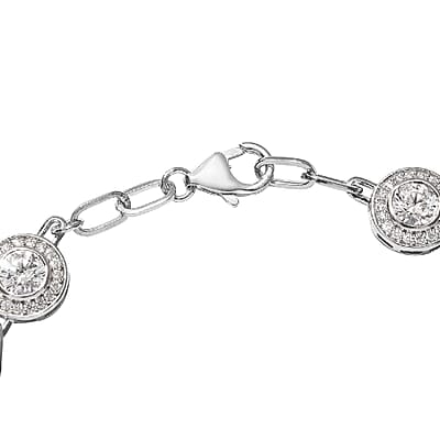 Lustro Stella Made with Finest CZ Paper Clip Link Bracelet in Platinum Over Sterling Silver (8.00 In) 11.10 ctw