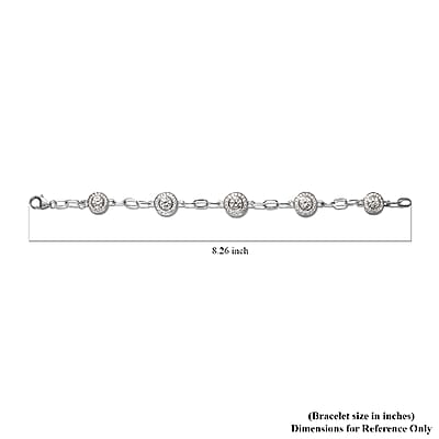 Lustro Stella Made with Finest CZ Paper Clip Link Bracelet in Platinum Over Sterling Silver (8.00 In) 11.10 ctw