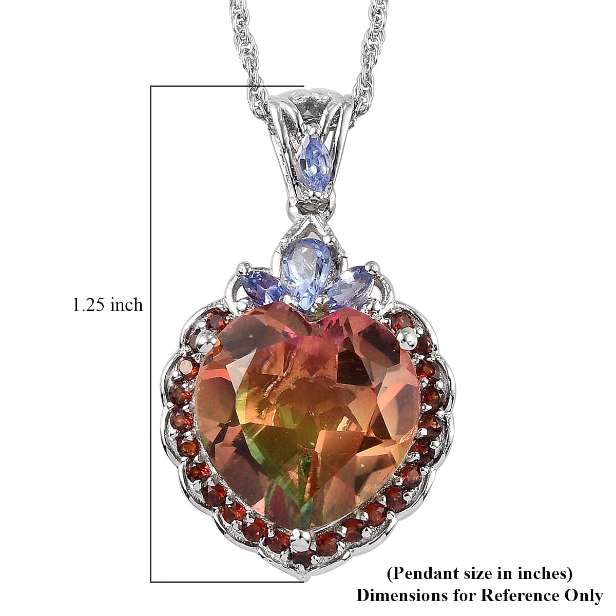Rainbow Genesis Quartz and Multi Gemstone Pendant Necklace 20 Inches in Platinum Over Sterling Silver 11.50 ctw image number 2