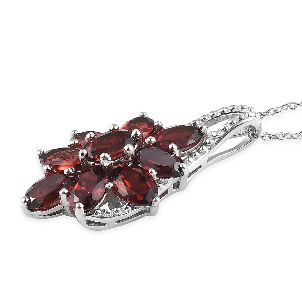 Mozambique Garnet Pendant Necklace 20 Inches in Platinum Over Sterling Silver 5.05 ctw image number 2