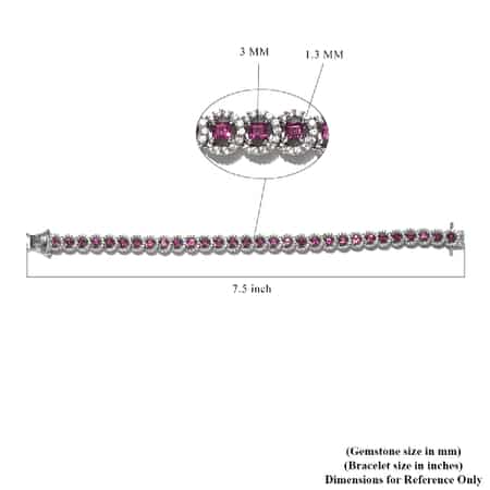 Purple Garnet and Zircon Bracelet in Platinum Over Sterling Silver (7.25 In) 17 Grams 10.10 ctw image number 4
