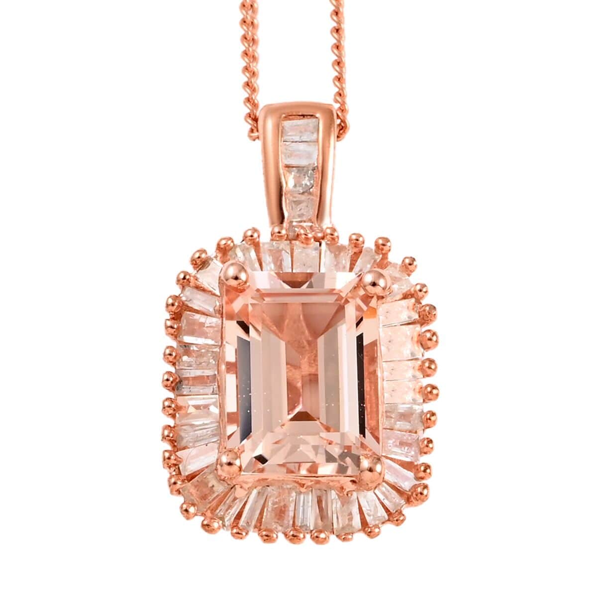 Marropino Morganite and Diamond Pendant Necklace 20 Inches in 14K Rose Gold Over Sterling Silver 1.90 ctw image number 0