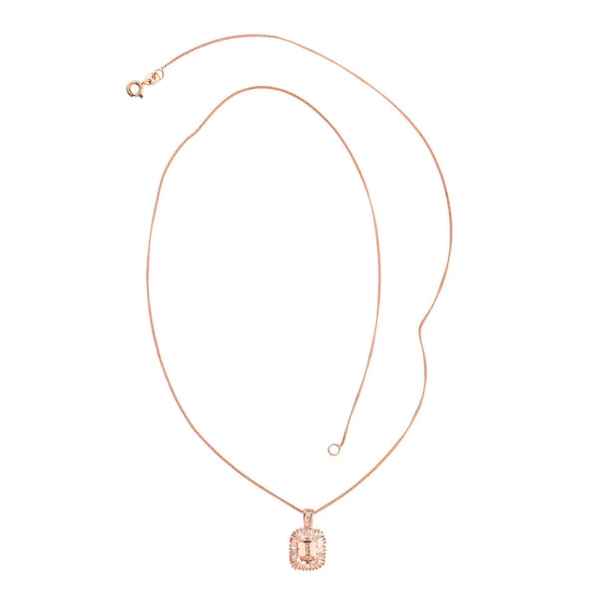 Marropino Morganite and Diamond Pendant Necklace 20 Inches in 14K Rose Gold Over Sterling Silver 1.90 ctw image number 3