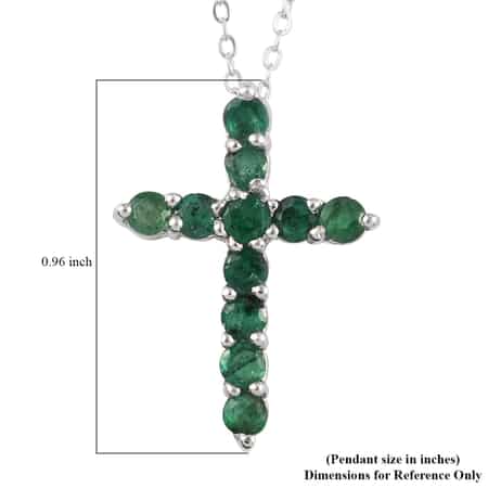 Kagem Zambian Emerald Pendant Necklace 20 Inches in Platinum Over Sterling Silver 3.30 ctw image number 3