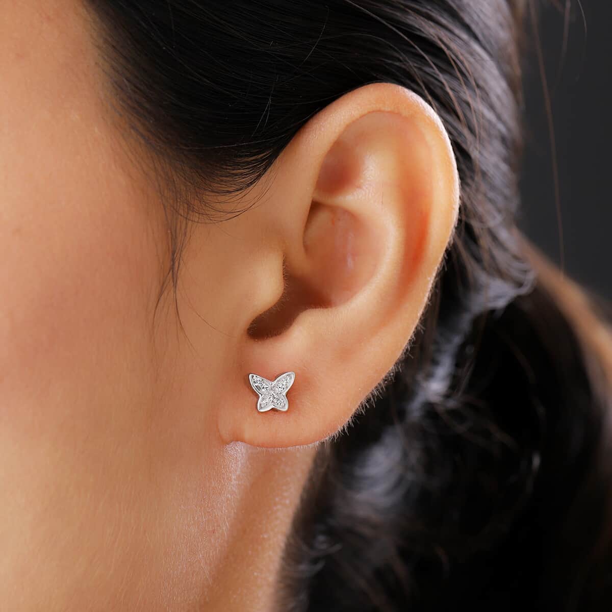 Crystal Stud Earrings in Platinum Over Sterling Silver image number 2