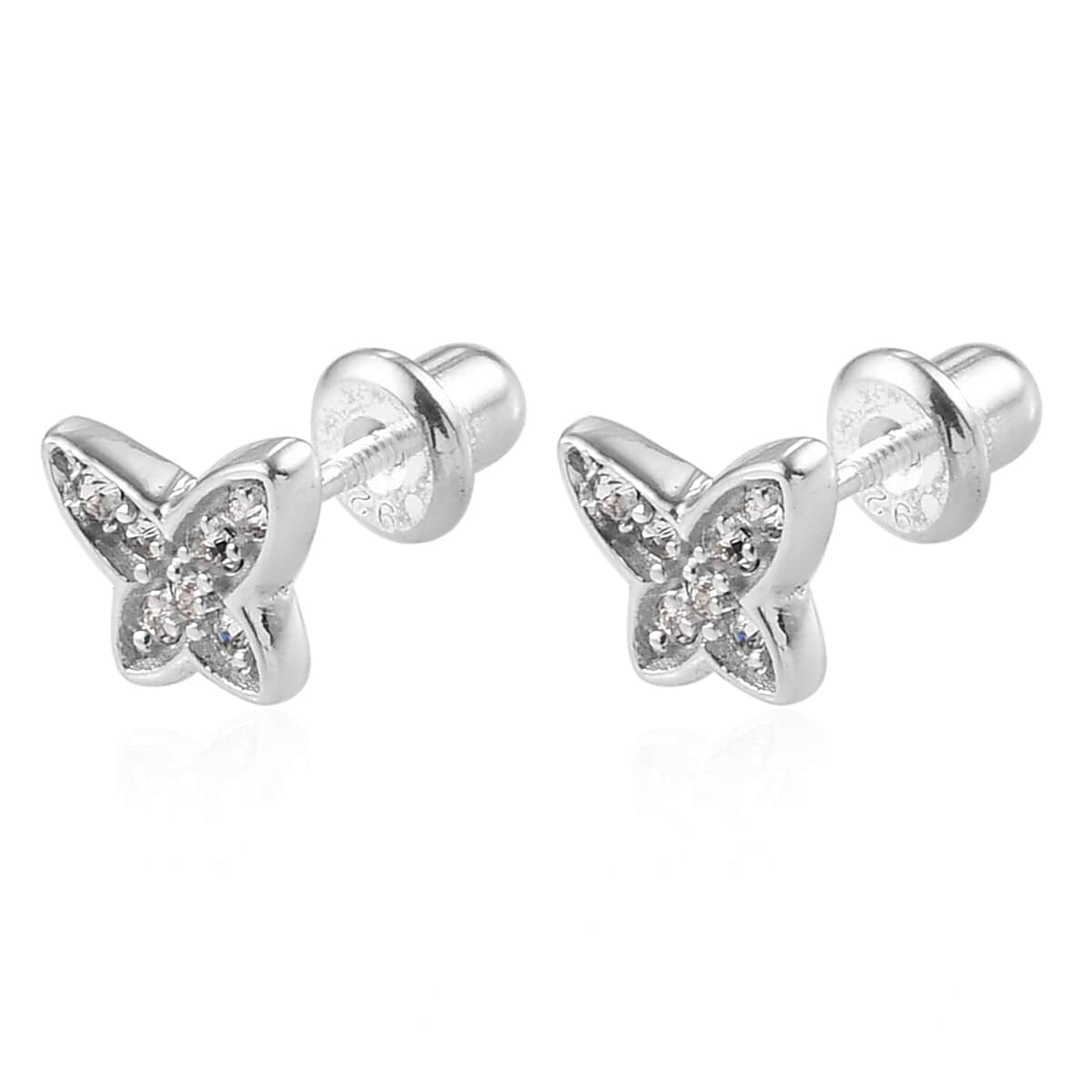 Crystal Stud Earrings in Platinum Over Sterling Silver image number 3