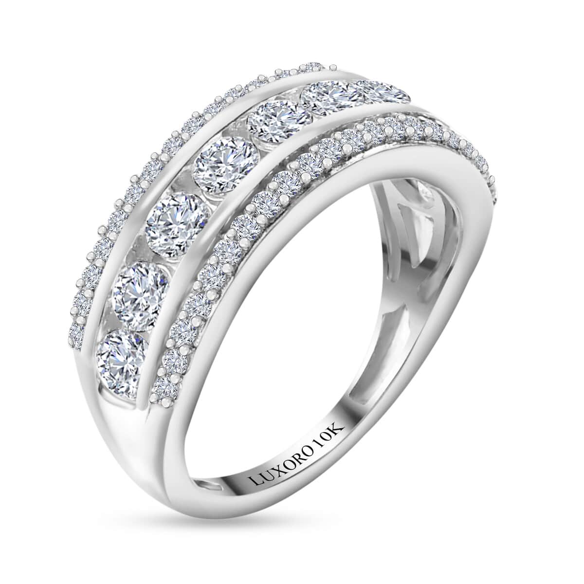 Luxoro Finest CZ Band Ring, 10K White Gold Band Ring, Gold Gifts 2.30 ctw image number 3