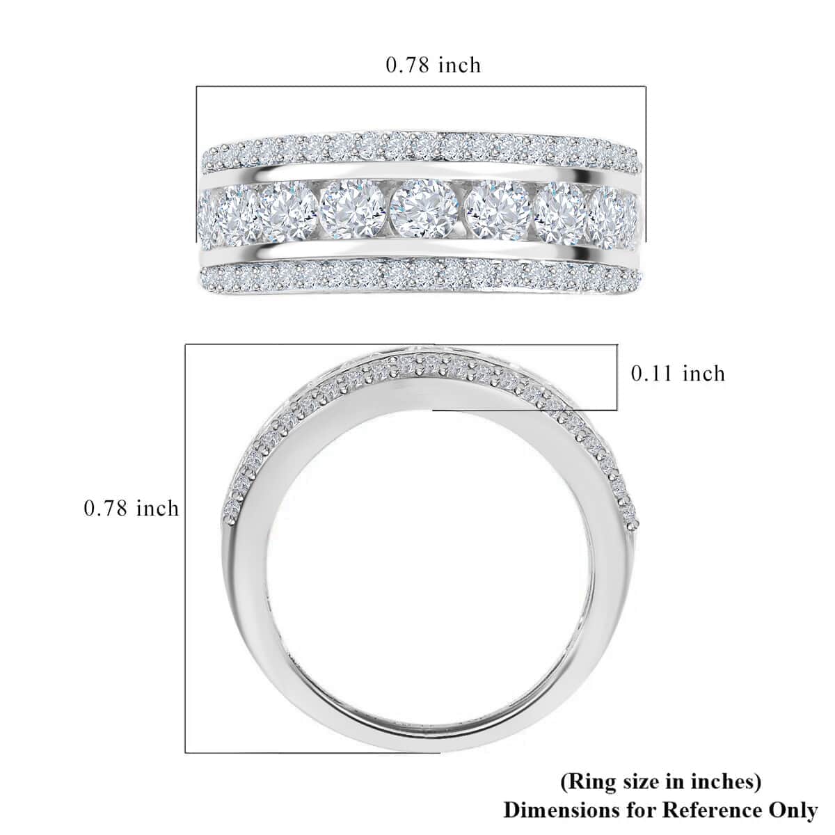 Luxoro Finest CZ Band Ring, 10K White Gold Band Ring, Gold Gifts 2.30 ctw image number 6