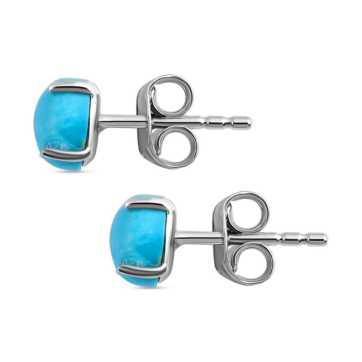 Premium Sleeping Beauty Turquoise Solitaire Stud Earrings in Platinum Over Sterling Silver 1.40 ctw image number 3