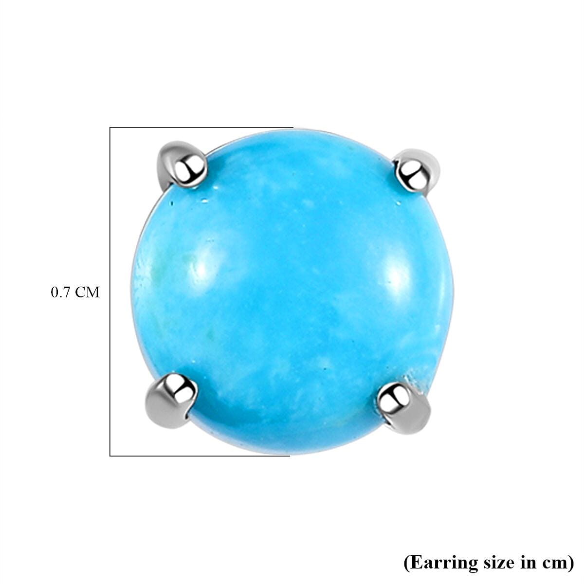 Premium Sleeping Beauty Turquoise Solitaire Stud Earrings in Platinum Over Sterling Silver 1.40 ctw