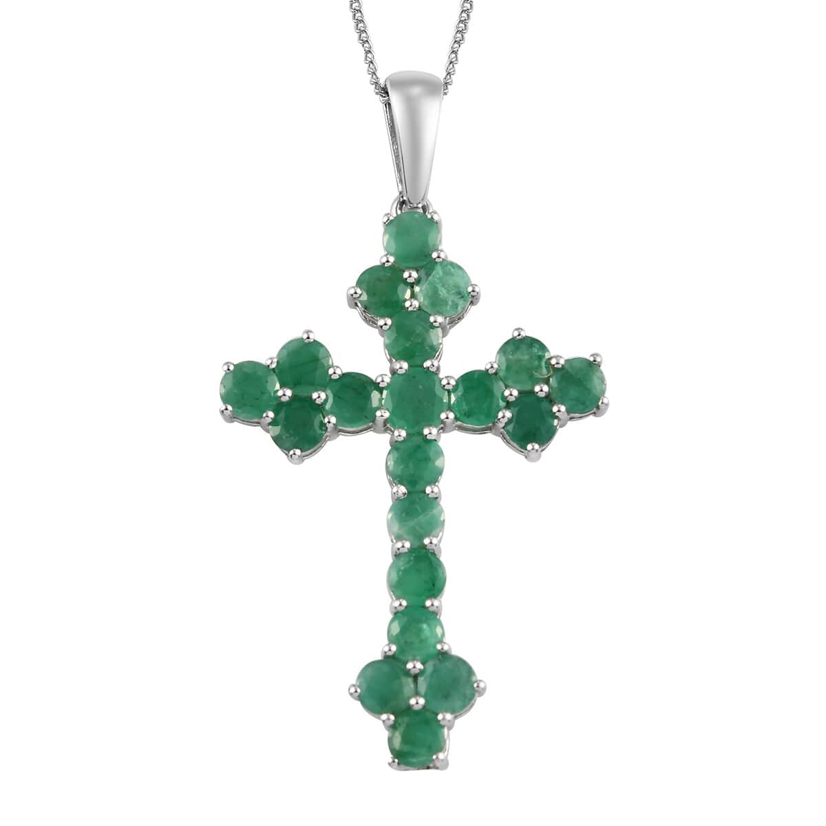 Kagem Zambian Emerald Pendant Necklace 20 Inches in Platinum Over Sterling Silver 4.00 ctw image number 0
