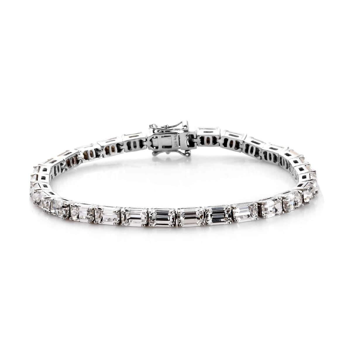 White Crystal Tennis Bracelet in Platinum Over Sterling Silver (7.25 In) image number 0
