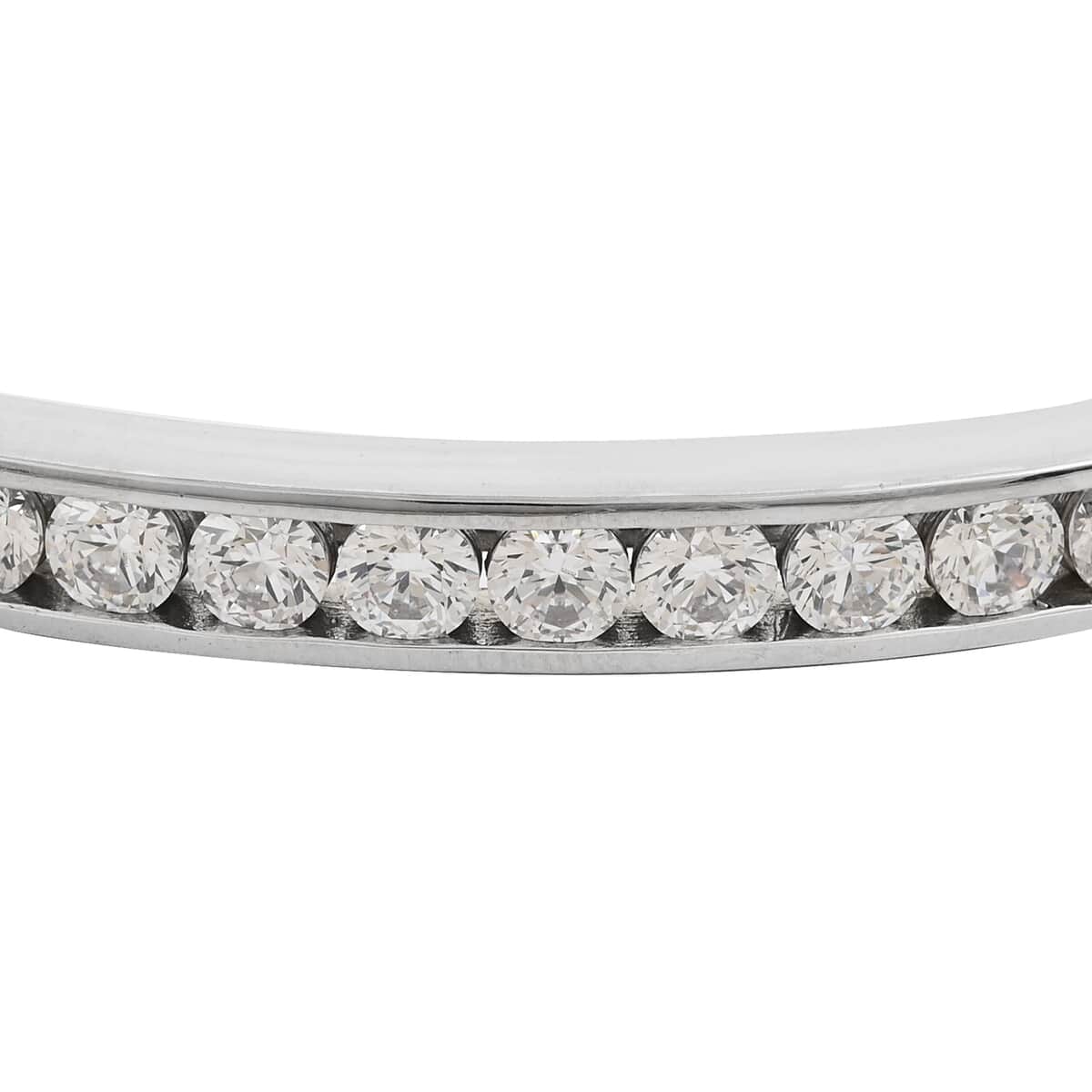 Lustro Stella Made with Finest CZ Bangle Bracelet in Platinum Over Sterling Silver (7.25 In) 18.40 Grams 7.40 ctw image number 1
