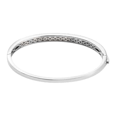 Lustro Stella Made with Finest CZ Bangle Bracelet in Platinum Over Sterling Silver (7.25 In) 18.40 Grams 7.40 ctw image number 4