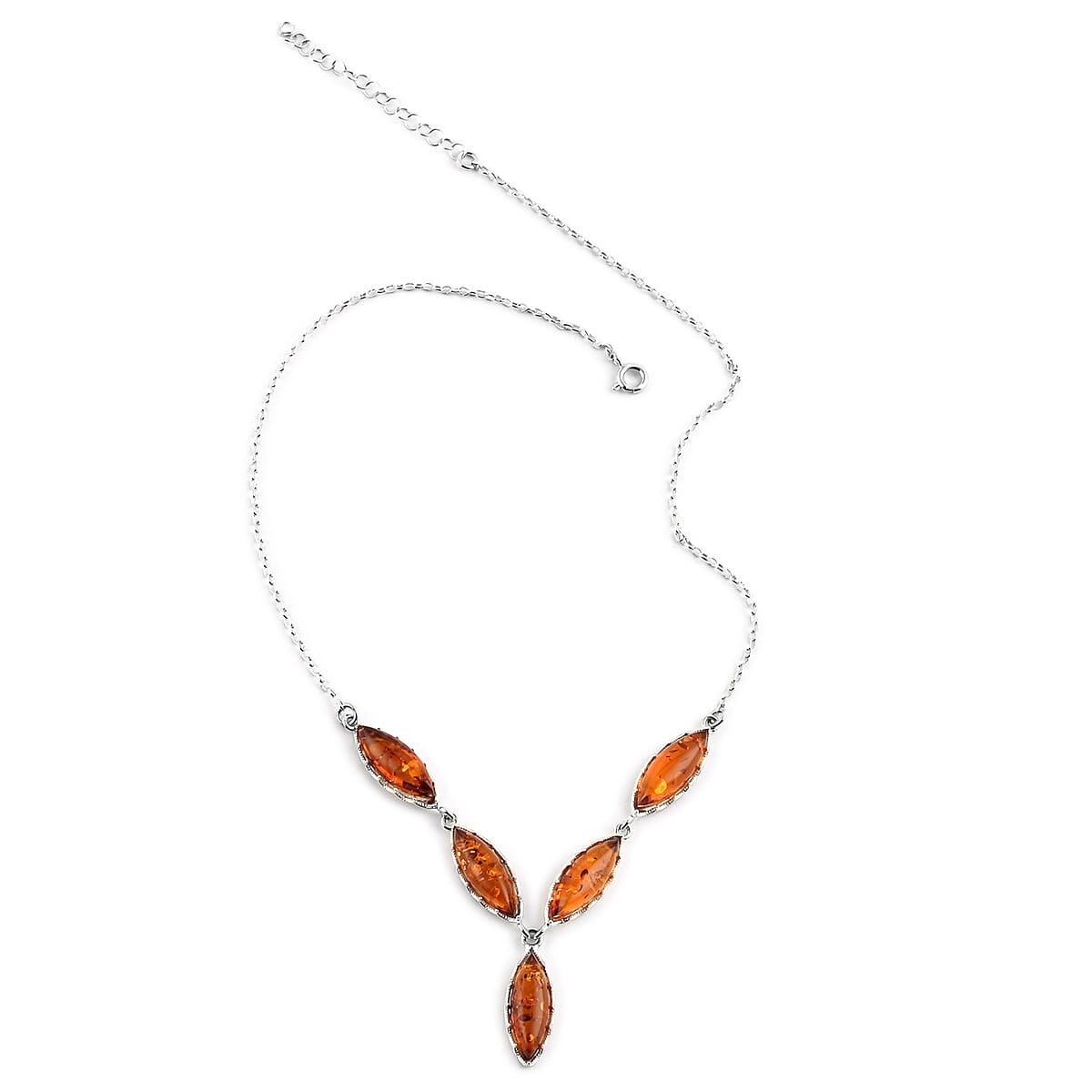 Baltic Amber Necklace 18 Inches in Platinum Over Sterling Silver image number 1