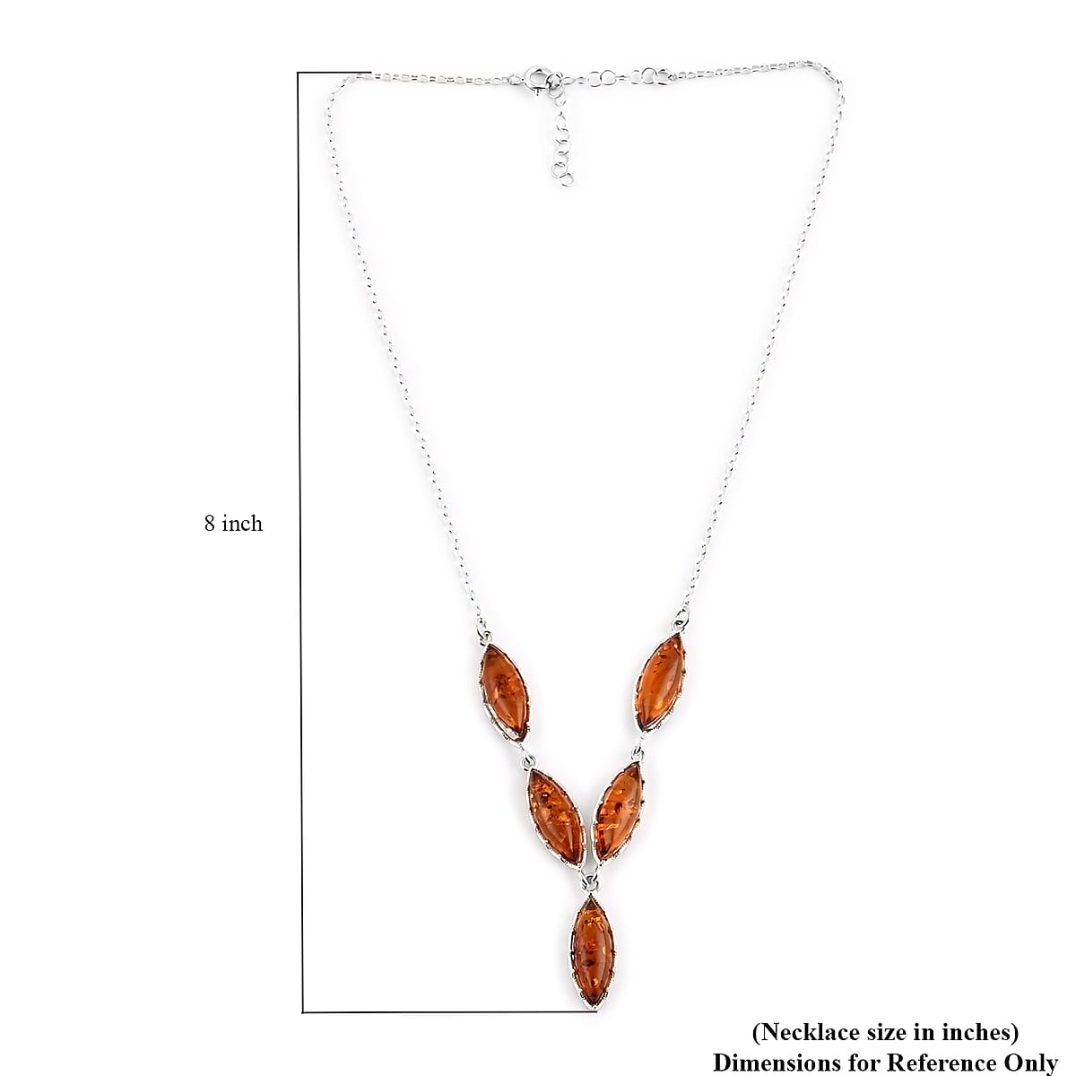Baltic Amber Necklace 18 Inches in Platinum Over Sterling Silver image number 3
