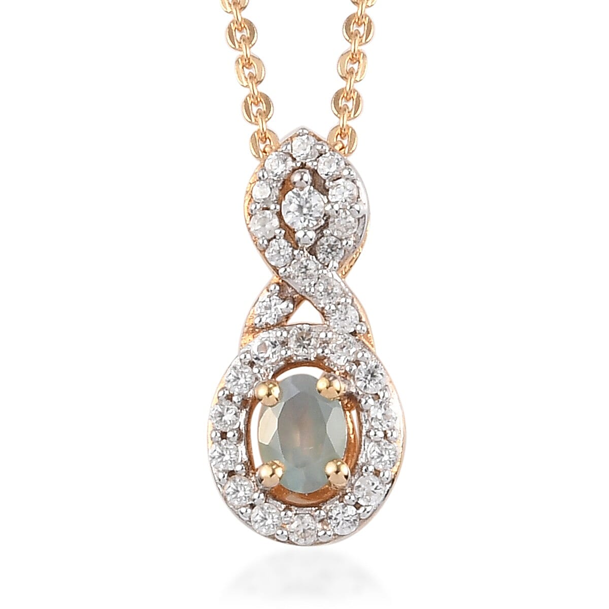 Narsipatnam Alexandrite and Zircon Pendant Necklace 20 Inches in Vermeil Yellow Gold Over Sterling Silver 0.40 ctw