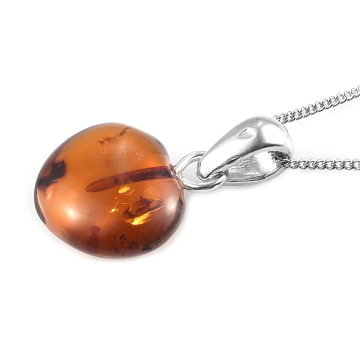 Baltic Amber Pendant Necklace 20 Inches in Platinum Over Sterling Silver image number 2