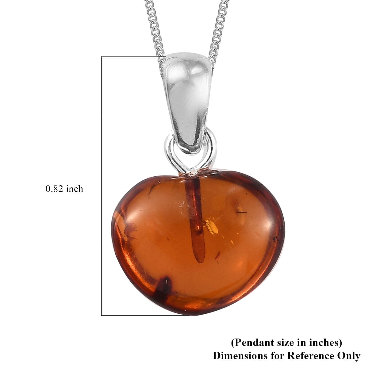 Baltic Amber Pendant Necklace 20 Inches in Platinum Over Sterling Silver image number 3