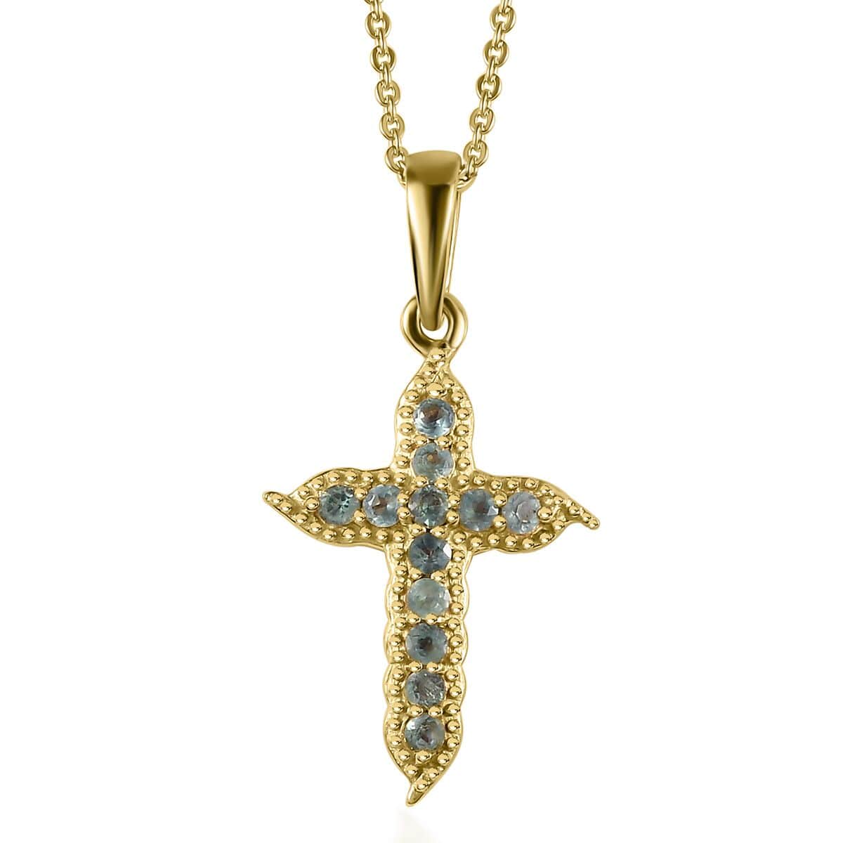 Narsipatnam Alexandrite Cross Pendant Necklace (20 Inches) in Vermeil YG Over Sterling Silver image number 0