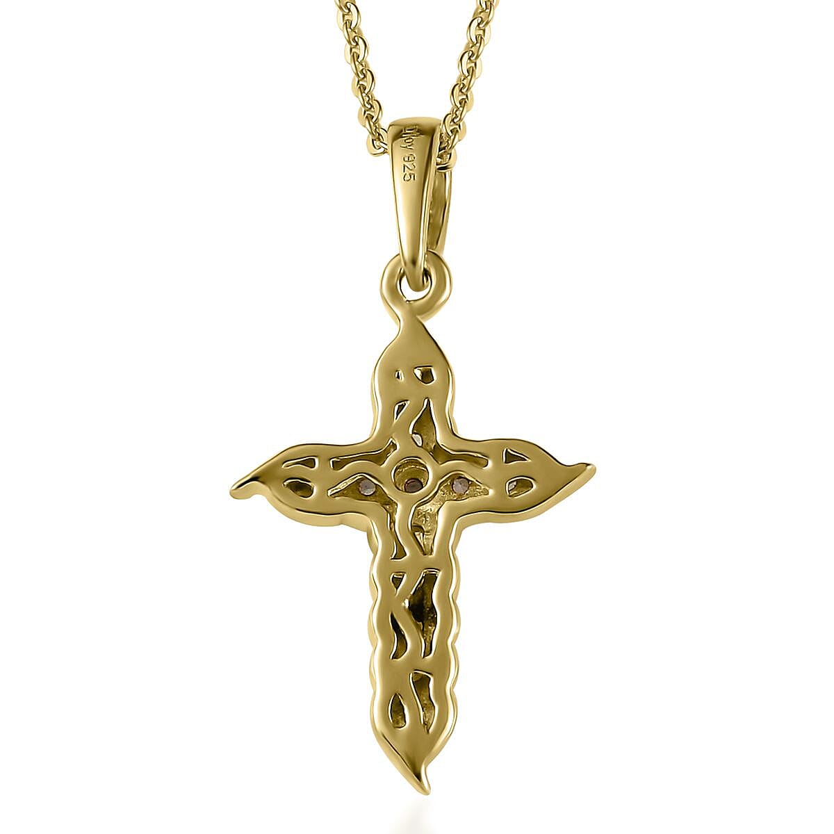 Narsipatnam Alexandrite Cross Pendant Necklace (20 Inches) in Vermeil YG Over Sterling Silver