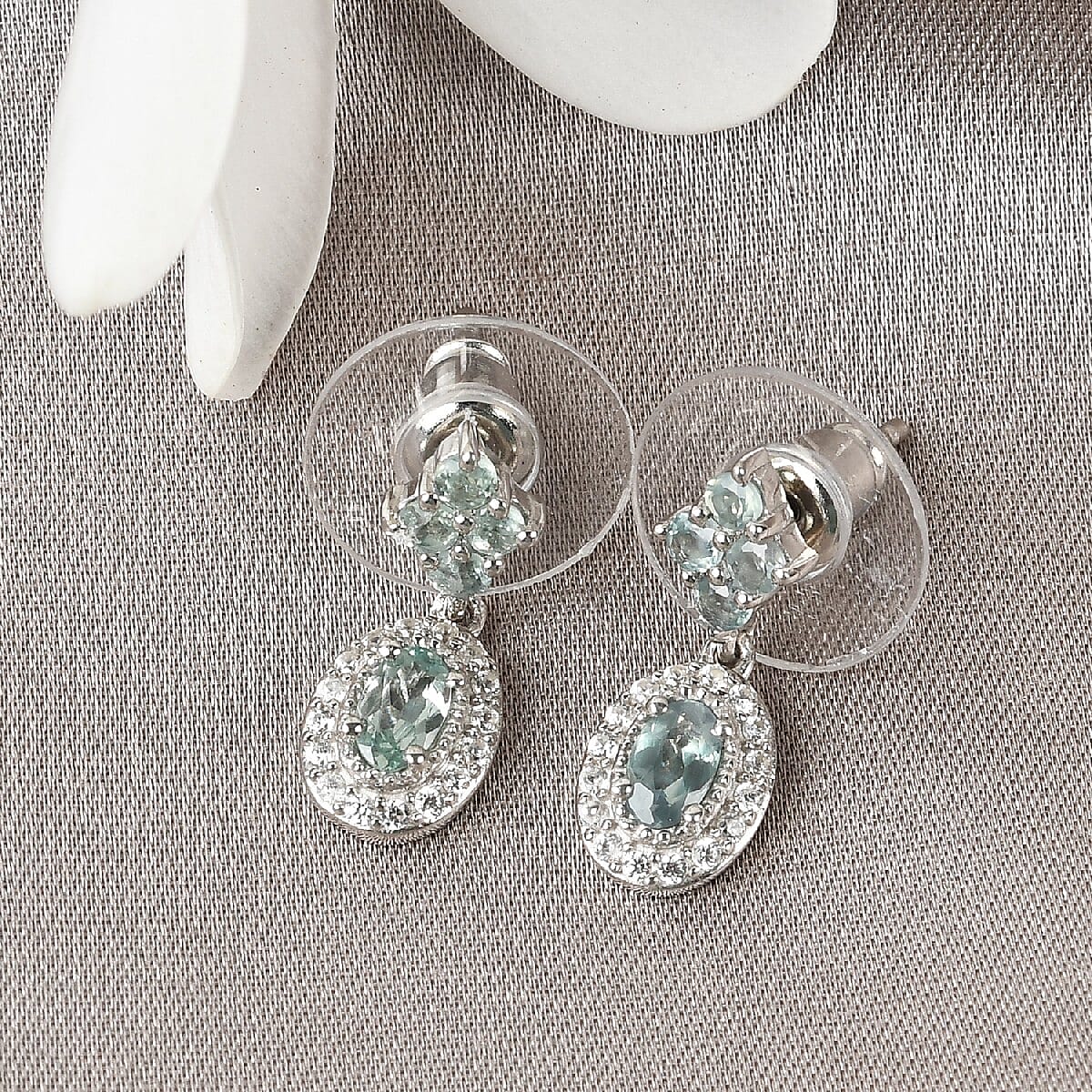 Narsipatnam Alexandrite and Zircon Dangle Earrings in Platinum Over Sterling Silver 1.20 ctw