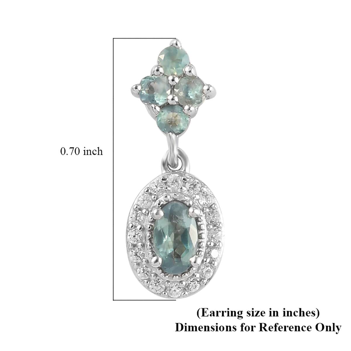 Narsipatnam Alexandrite and Zircon Dangle Earrings in Platinum Over Sterling Silver 1.20 ctw image number 4