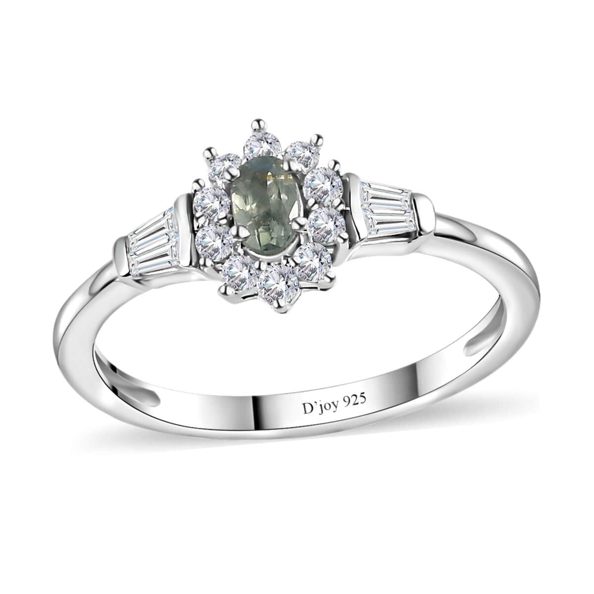 Narsipatnam Alexandrite and White Zircon 0.85 ctw Halo Ring in Platinum Over Sterling Silver (Size 10.0) image number 0