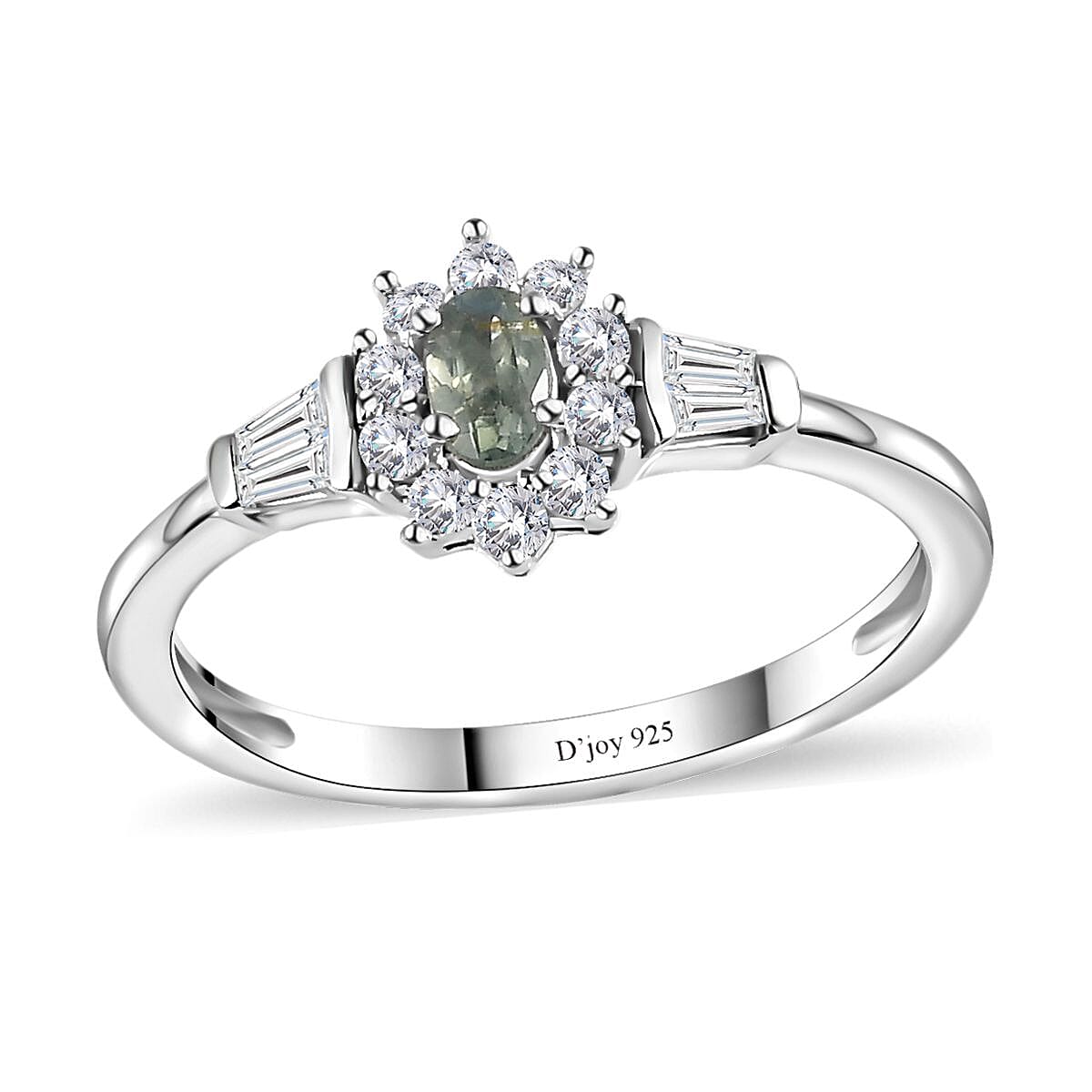 Narsipatnam Alexandrite, White Zircon Halo Ring in Platinum Over Sterling Silver (Size 10.0) 0.85 ctw