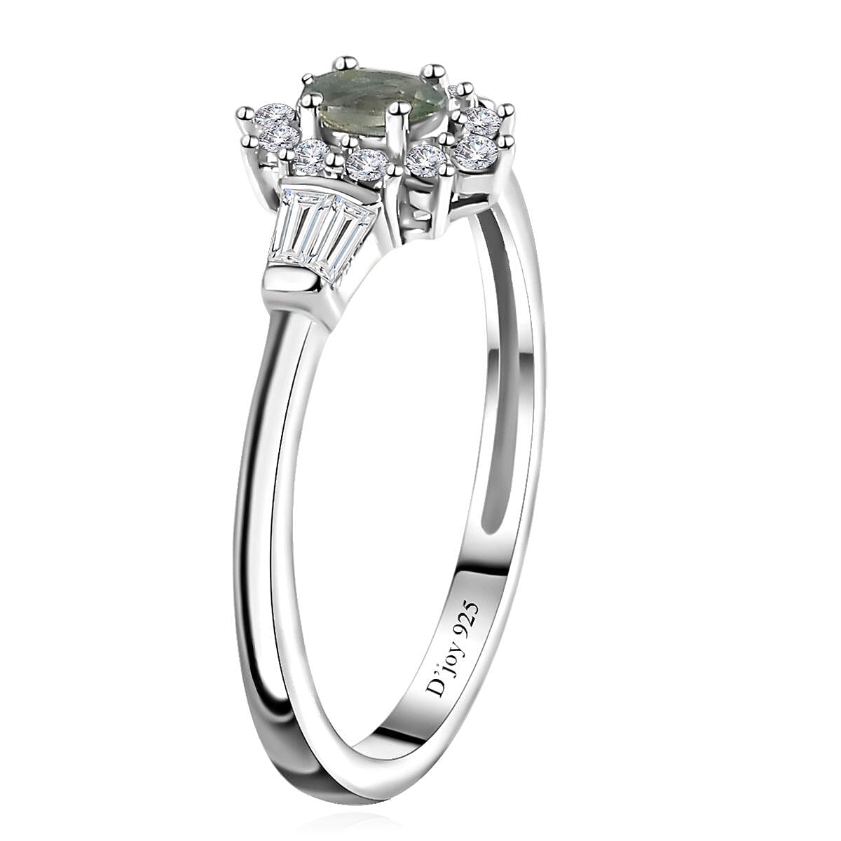Narsipatnam Alexandrite and White Zircon 0.85 ctw Halo Ring in Platinum Over Sterling Silver (Size 8.0) image number 3