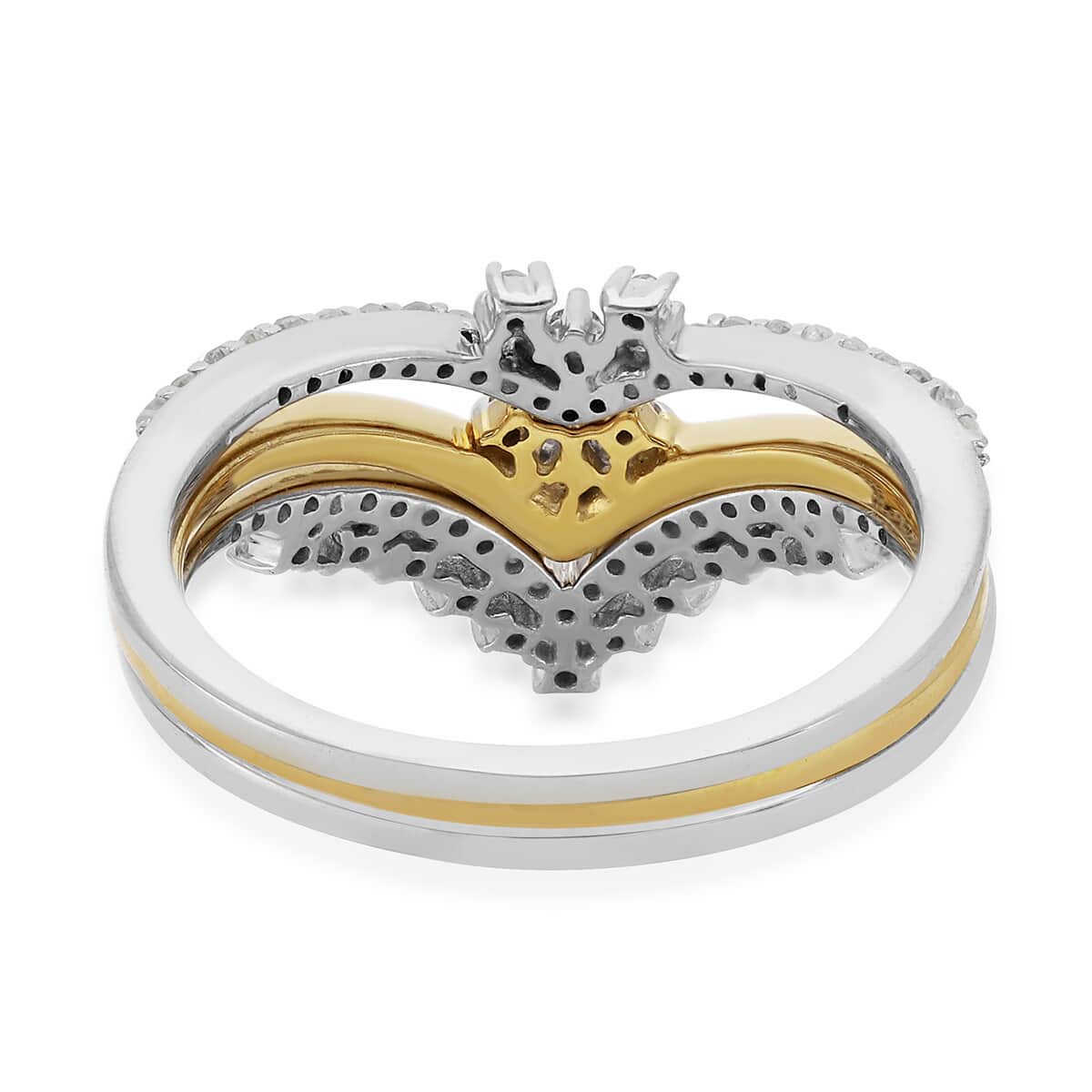 Diamond Stackable Ring in Vermeil Yellow Gold and Platinum Over Sterling Silver (Size 6.0) 0.33 ctw image number 5