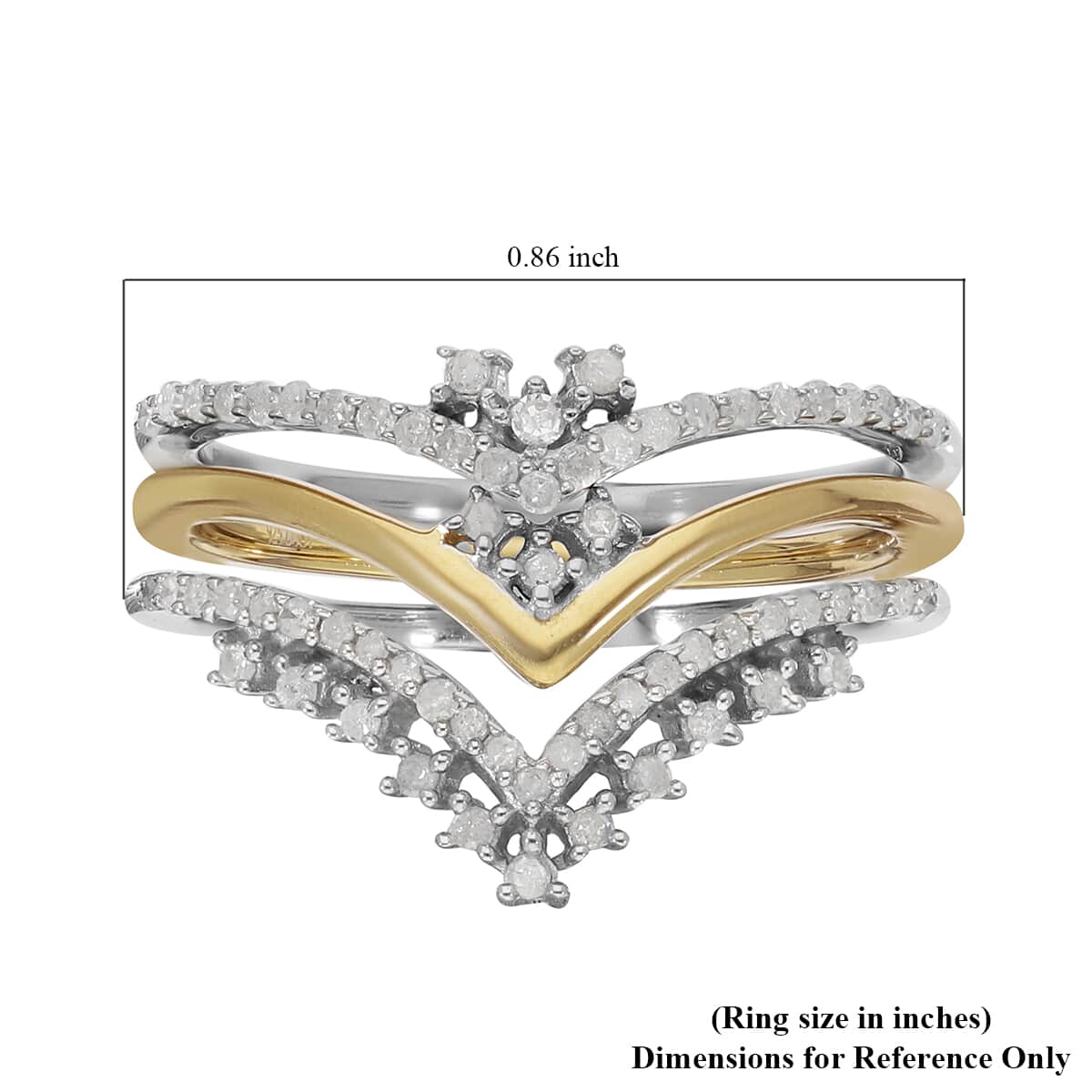 Diamond Stackable Ring in Vermeil Yellow Gold and Platinum Over Sterling Silver (Size 6.0) 0.33 ctw image number 6