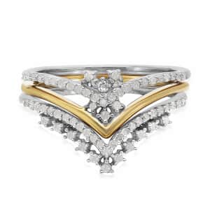 Diamond Stackable Ring in Vermeil Yellow Gold and Platinum Over Sterling Silver (Size 9.0) 0.33 ctw
