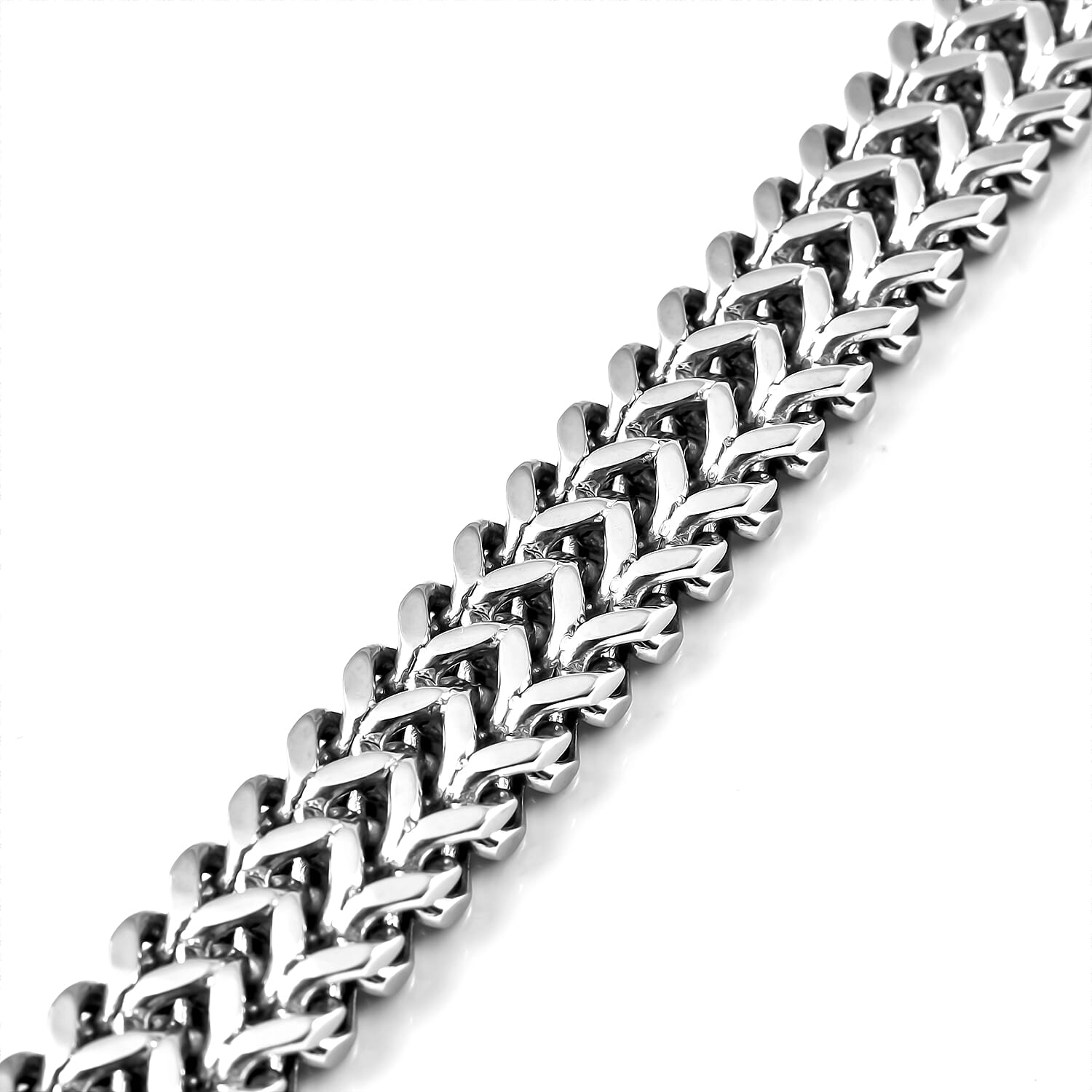 Fashionable Two Row Spiga Chain Bracelet in Stainless Steel (7.50 In)
