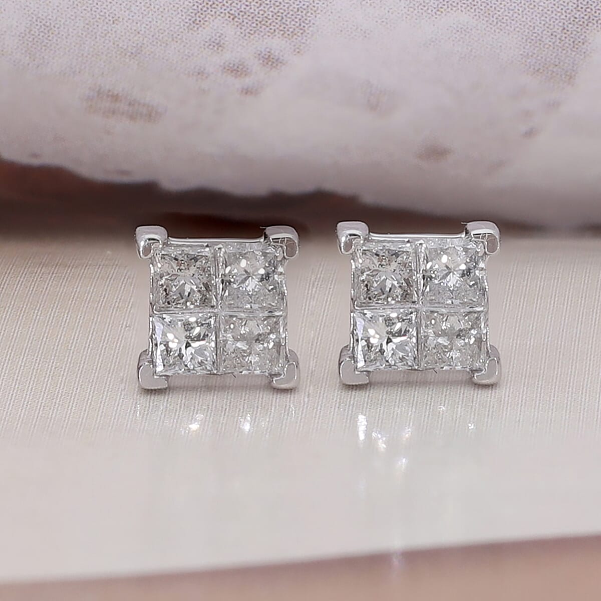 SGL Certified 10K White Gold G-H I3 Diamond Stud Earrings 0.50 ctw image number 1