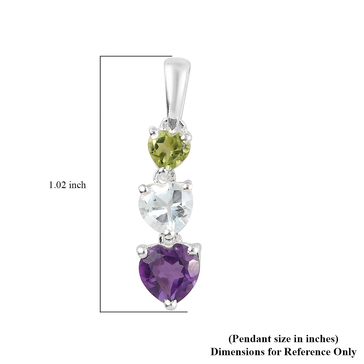Multi Gemstone Pendant in Platinum Over Sterling Silver 1.10 ctw image number 2