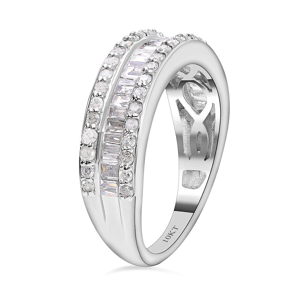 SGL Certified 10K White Gold G-H I3 Diamond Ring (Size 8.0) 1.00 ctw image number 2