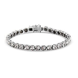 White Crystal Bracelet in Platinum Over Sterling Silver (7.50 In)