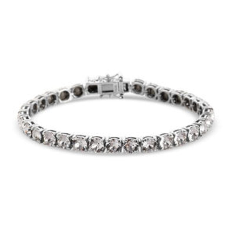 White Crystal Bracelet in Platinum Over Sterling Silver (7.50 In)